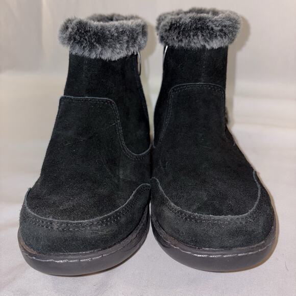 Khombu Iris Winter Snow Boots Womens Size 10 Black Faux Fur Trim Side Zip EUC - Picture 2 of 10